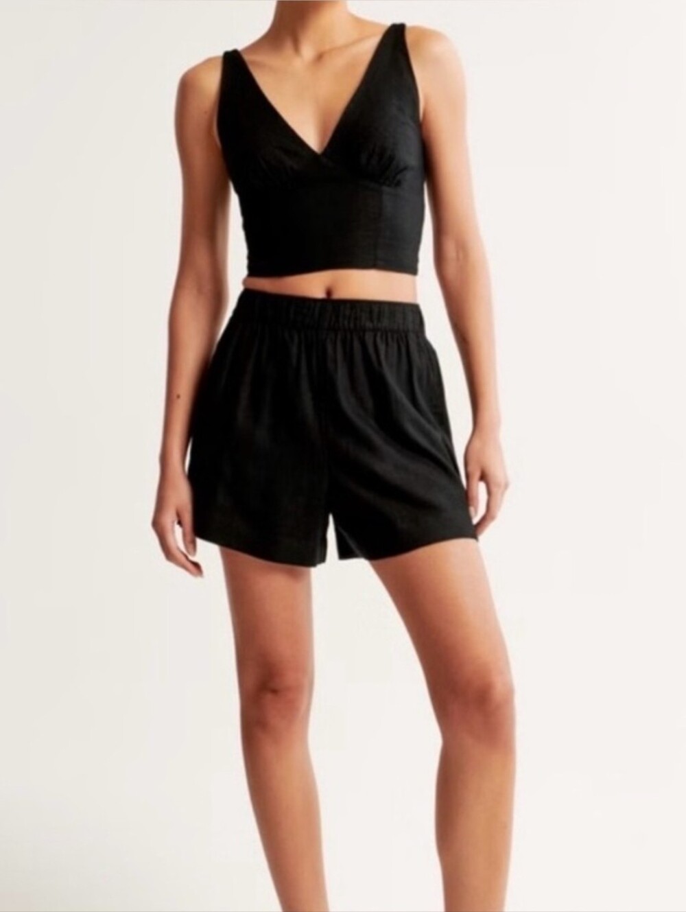 Abercrombie & Fitch Black High Waist Lightweight Shorts